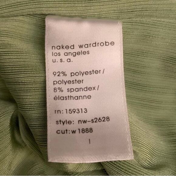 Naked Wardrobe Lime Green Ruched Bodycon Mini Skirt Size L NWOT - Picture 5 of 6